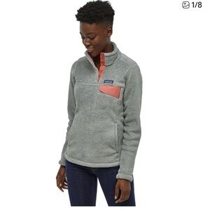 Patagonia slim fit re-tool snap-t pullover Grey - Nickel X-Dye W/Aurea Pink M